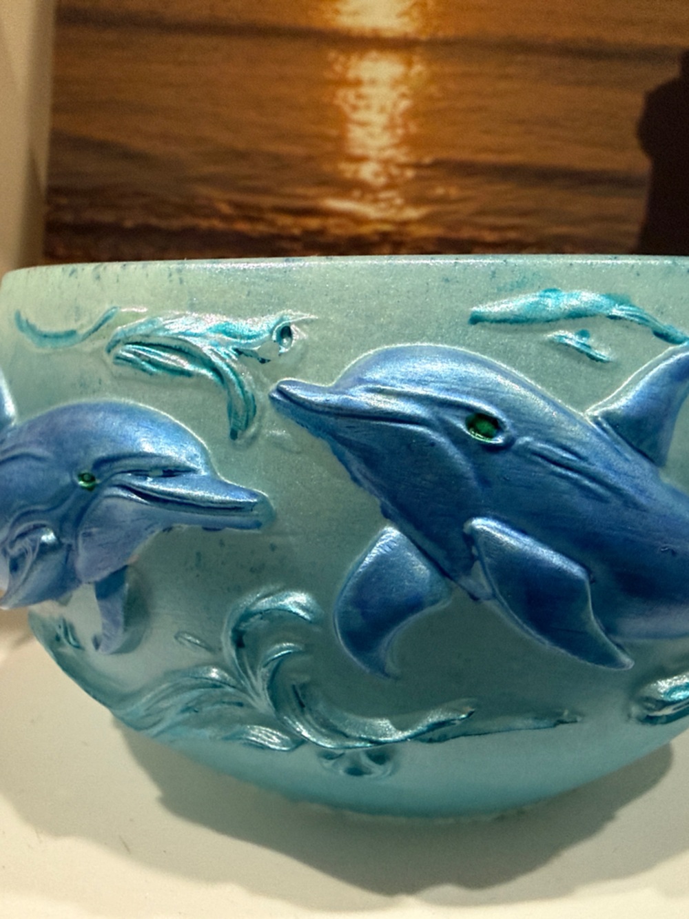 Decorative Turquoise Blue Dolphin Resin Bowl - Picture 6 of 11